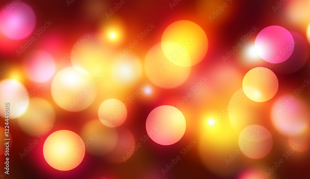 Fototapeta premium Abstract Warm Bokeh Lights Festive Background Red Orange Yellow Pink Glowing Circles Blurred Soft Shiny Bright