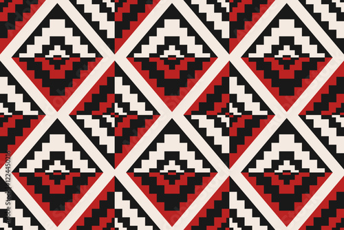 Ethnic geometric pattern, seamless pattern of the Navajo tribe. Native American ethnic. Seamless vector pattern ethnic, seamless Mexican rug, woven carpet. Folk embroidery, Bohemian, Aztec style.