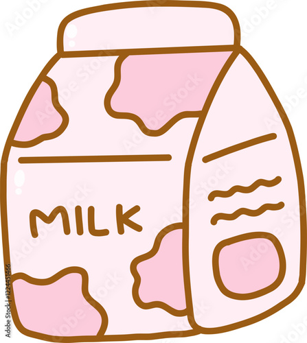 Cute milk cartoon doodle vector