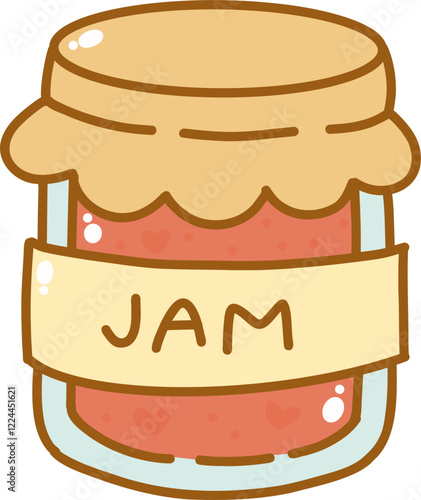 Cute strawberry jam cartoon doodle vector