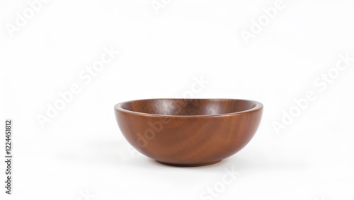 Minimalist wooden bowl isolated on white, showcasing natural craftsmanship and elegance. Generative AI photo