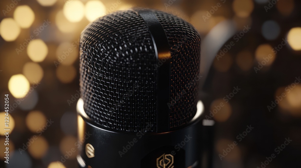 Studio Microphone Close-up: Professional Audio Recording Equipment Studio Microphone Close-up: Professional Audio Recording Equipment