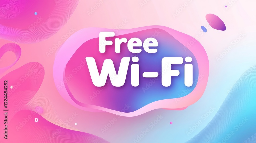Fototapeta premium Free Wi-Fi sign, pastel background, abstract shapes, internet access