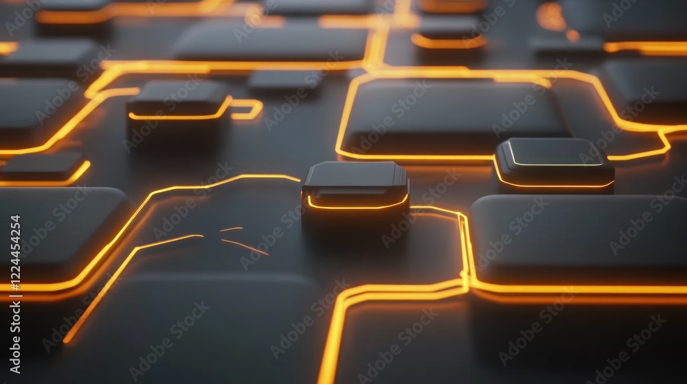 Obraz premium Glowing circuit board texture, abstract tech background, digital design element