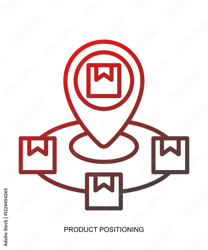 Product presentation icon with red gradient lines that show assertiveness and courage Product presentation icon with red gradient lines that show assertiveness and courage