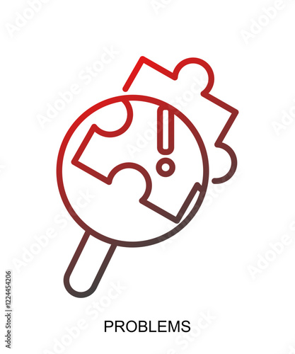 Product presentation icon with red gradient lines that show assertiveness and courage