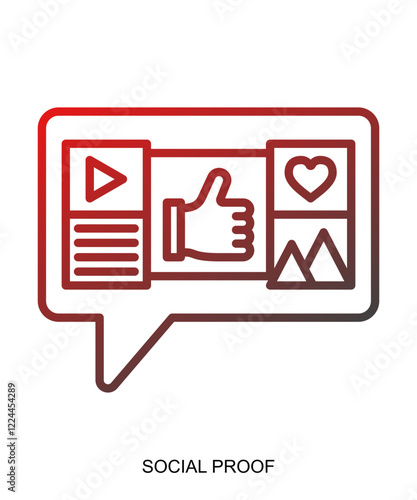 Product presentation icon with red gradient lines that show assertiveness and courage