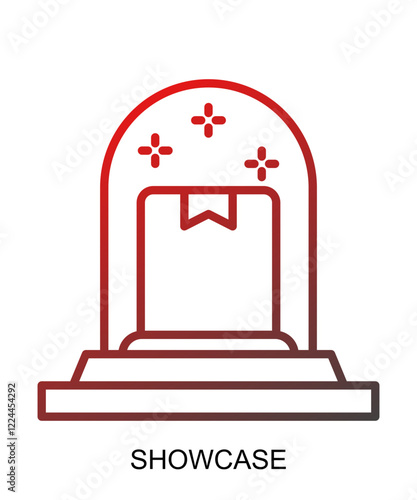 Product presentation icon with red gradient lines that show assertiveness and courage