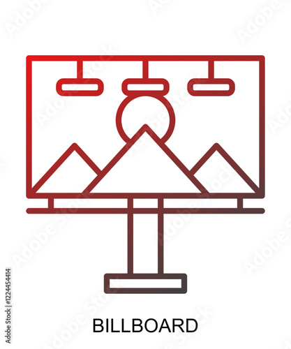Product presentation icon with red gradient lines that show assertiveness and courage