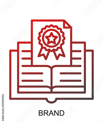 Product presentation icon with red gradient lines that show assertiveness and courage