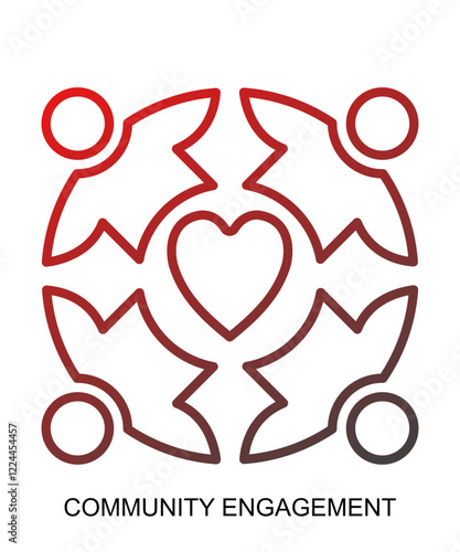 Product presentation icon with red gradient lines that show assertiveness and courage