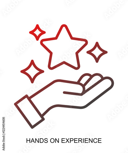 Product presentation icon with red gradient lines that show assertiveness and courage