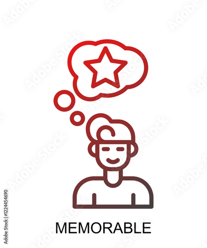 Product presentation icon with red gradient lines that show assertiveness and courage