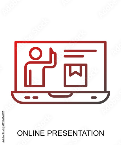 Product presentation icon with red gradient lines that show assertiveness and courage