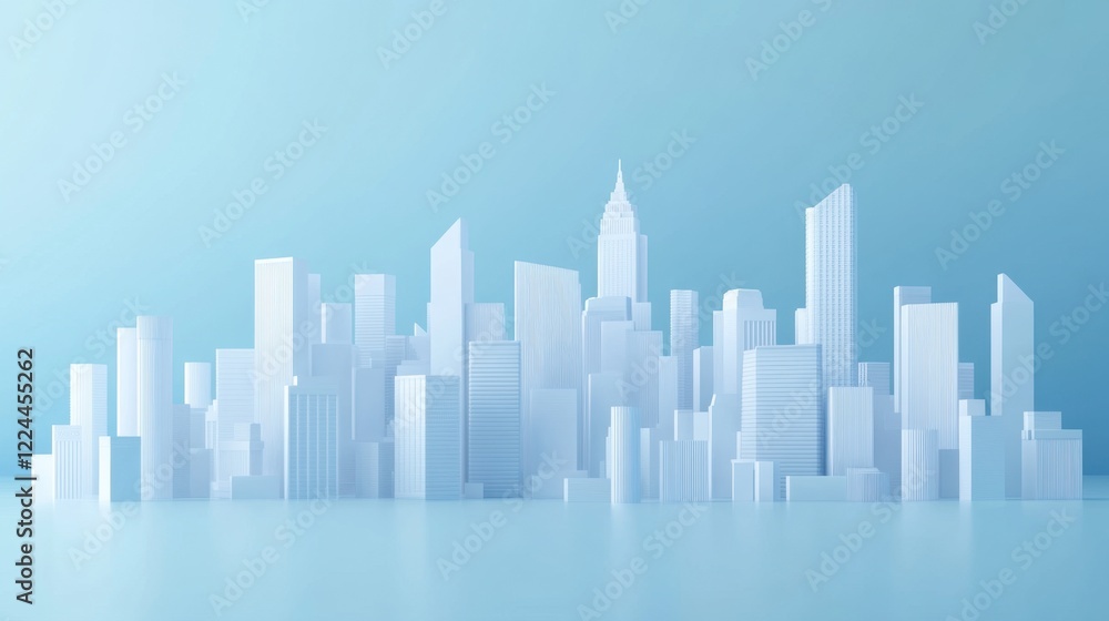 A minimalist cityscape, rendered in shades of light blue, evokes a sense of calm and serenity. A minimalist cityscape, rendered in shades of light blue, evokes a sense of calm and serenity.