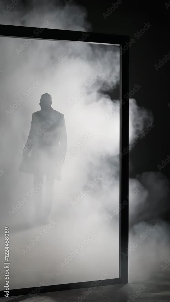 Mysterious silhouette of man in foggy doorway Mysterious silhouette of man in foggy doorway