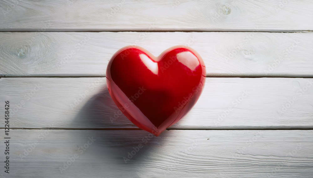 Red heart on white weathered wooden surface. Love, romantic and Valentines Day concept. Red heart on white weathered wooden surface. Love, romantic and Valentines Day concept.