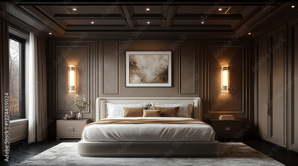 Elegant modern bedroom with luxurious design elements Elegant modern bedroom with luxurious design elements