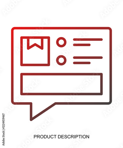 Product presentation icon with red gradient lines that show assertiveness and courage