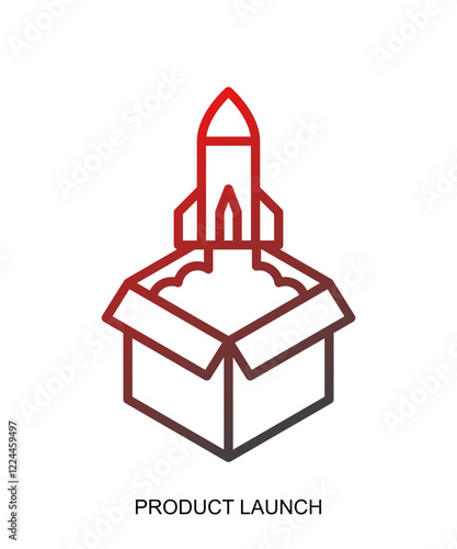 Product presentation icon with red gradient lines that show assertiveness and courage