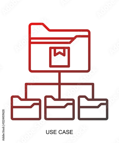 Product presentation icon with red gradient lines that show assertiveness and courage