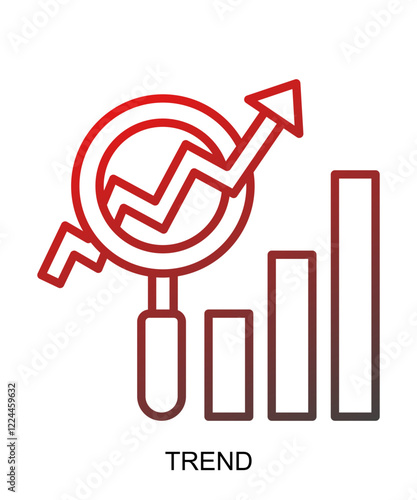 Product presentation icon with red gradient lines that show assertiveness and courage