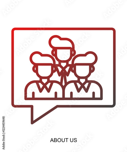 Product presentation icon with red gradient lines that show assertiveness and courage
