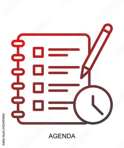 Product presentation icon with red gradient lines that show assertiveness and courage