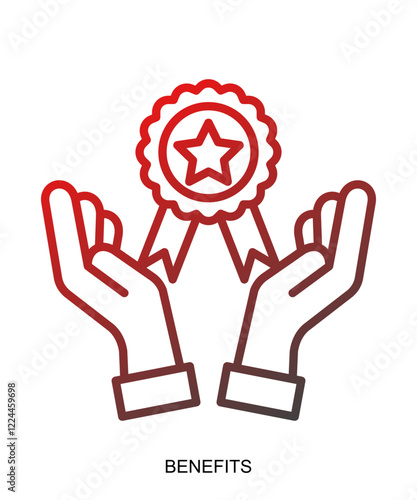 Product presentation icon with red gradient lines that show assertiveness and courage