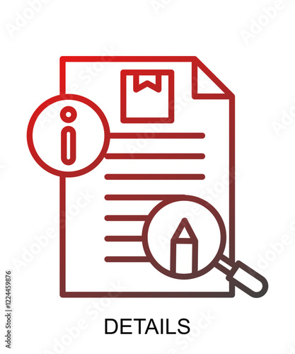 Product presentation icon with red gradient lines that show assertiveness and courage