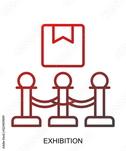 Product presentation icon with red gradient lines that show assertiveness and courage