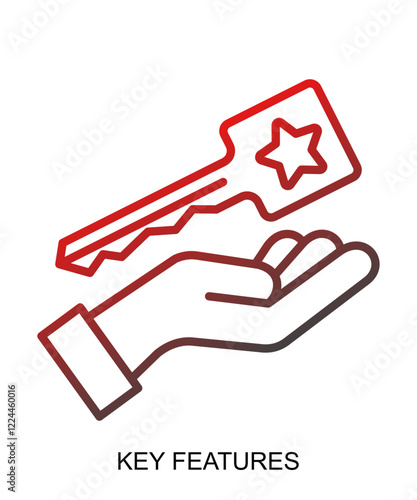 Product presentation icon with red gradient lines that show assertiveness and courage