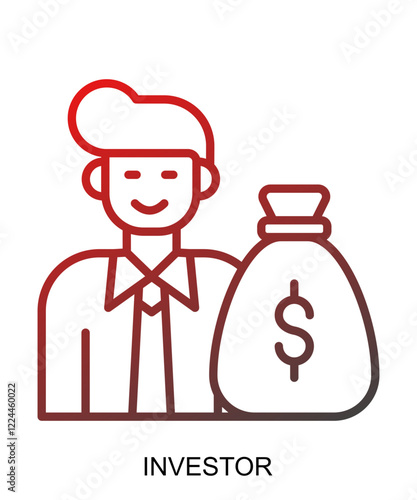 Product presentation icon with red gradient lines that show assertiveness and courage