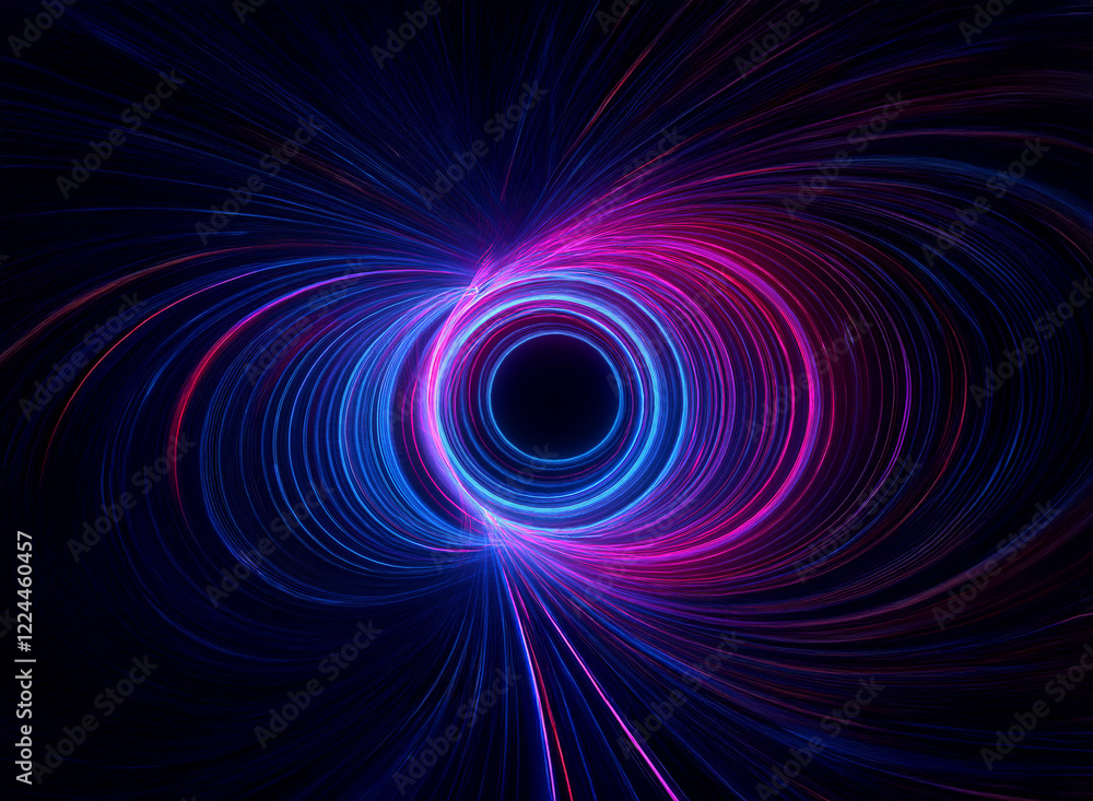 A mesmerizing cosmic vortex, swirling with vibrant blue and pink neon energy. Intricate lines radiate outwards from a central dark void, creating a sense of depth and mystery. A mesmerizing cosmic vortex, swirling with vibrant blue and pink neon energy. Intricate lines radiate outwards from a central dark void, creating a sense of depth and mystery.