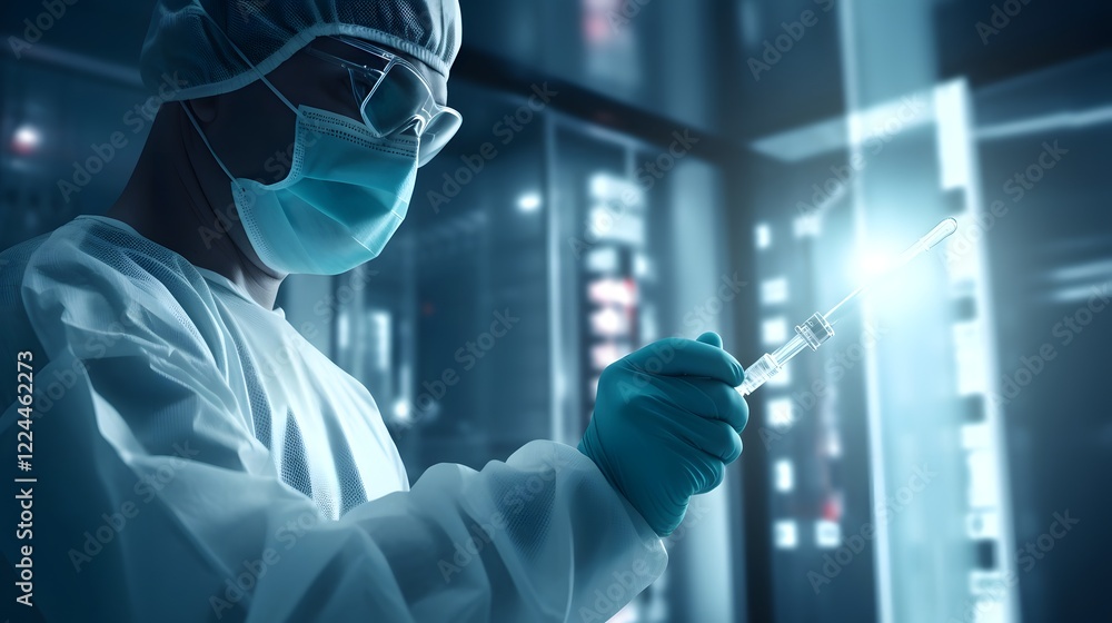 Skilled and Experienced Medical Professional Wearing Protective Gloves and Carefully Handling a Syringe for Healthcare Treatment and Medicine Skilled and Experienced Medical Professional Wearing Protective Gloves and Carefully Handling a Syringe for Healthcare Treatment and Medicine