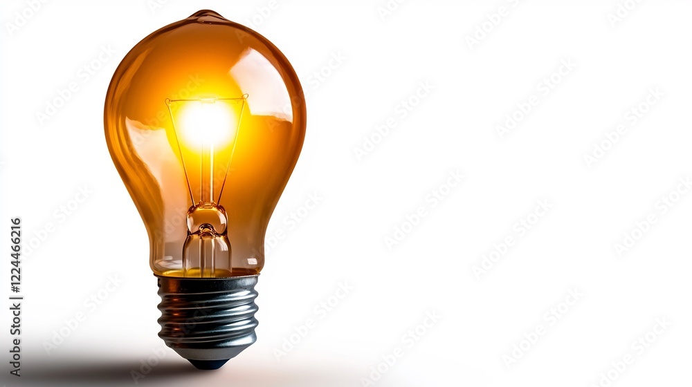 Illuminating Ideas: A Glowing Light Bulb on White Background Illuminating Ideas: A Glowing Light Bulb on White Background
