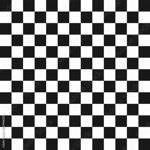 Seamless black and white chess checkered grid pattern in Memphis style. Geometric vector design for backgrounds and wallpapers. Modern, hipster, and minimal aesthetics with flag elements