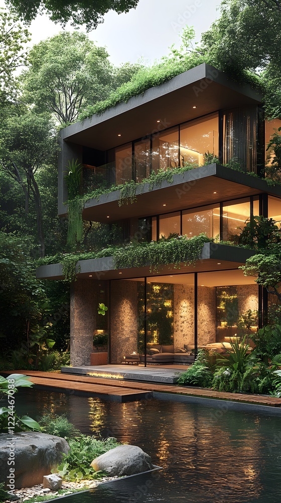 An Advanced Shimmering Digital Dream Home Surrounded by Lush Greenery and Eco-friendly Designs for Modern Living An Advanced Shimmering Digital Dream Home Surrounded by Lush Greenery and Eco-friendly Designs for Modern Living