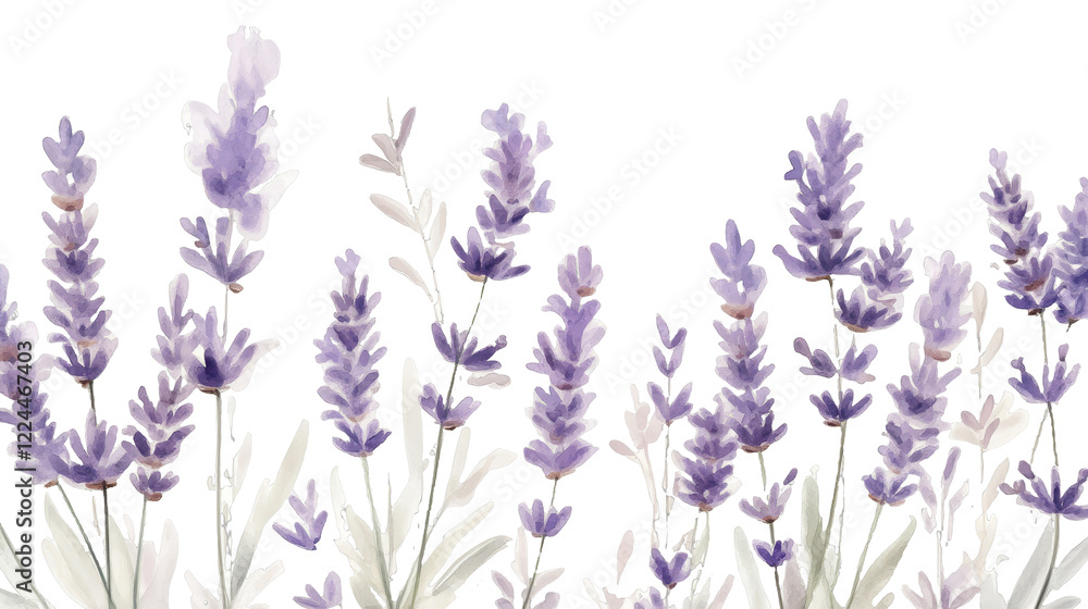 Fototapeta premium [Transparent Background PNG]Lavender Watercolor Floral Illustration