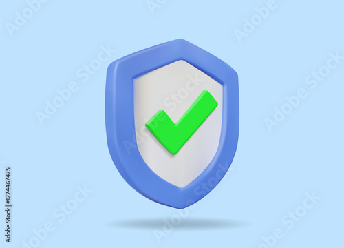 3D vector render illustration of a protective shield symbol icon with a green check mark in the center. Conveys security and certification for software, viruses, cyber, and digital certification. Free Download 3D vector render illustration of a protective shield symbol icon with a green check mark in the center. Conveys security and certification for software, viruses, cyber, and digital certification. - GFXLoad