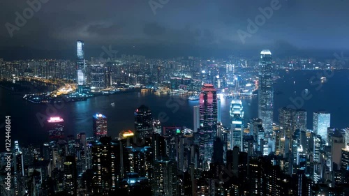 Blue Night Skyline Video Centric Urban  City Animated Virtual Background photo