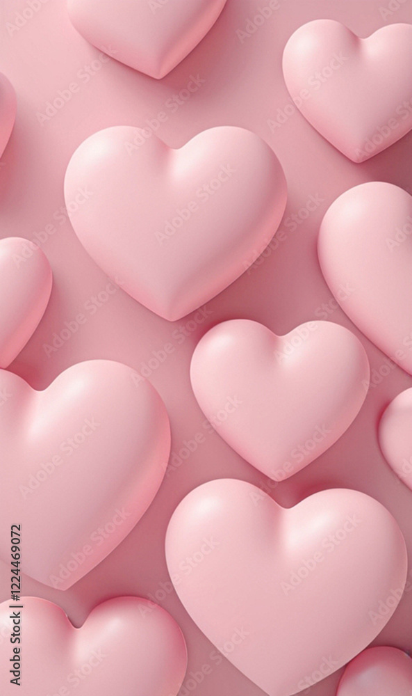 beautiful 3D hearts. pastel colours beautiful 3D hearts. pastel colours