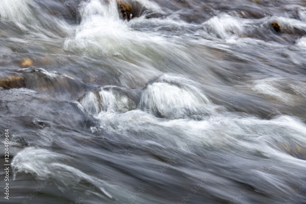 The water is flowing and has a lot of white foam The water is flowing and has a lot of white foam