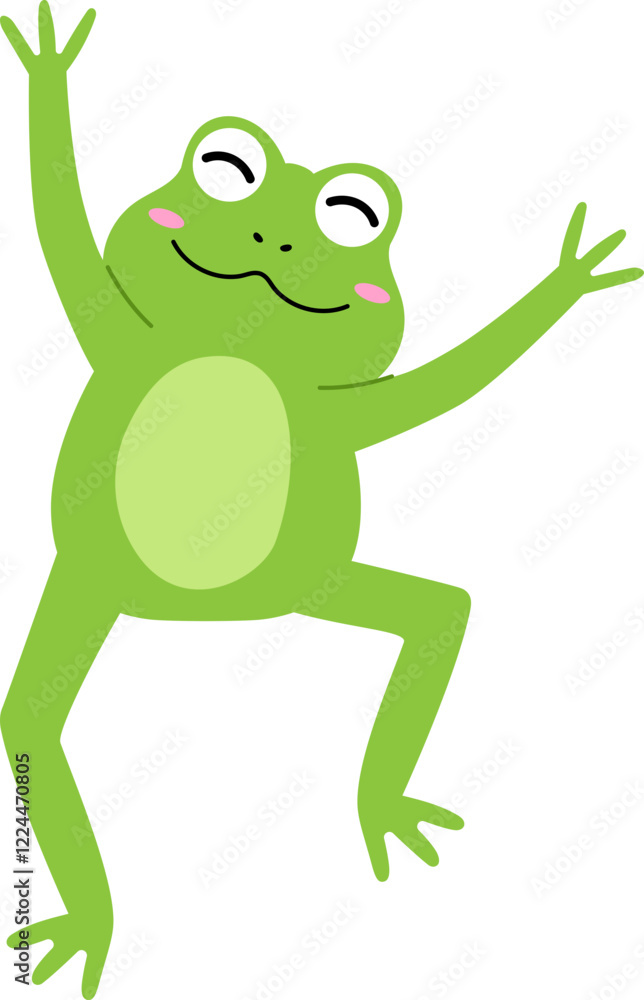 Fototapeta premium Smiling funny frog dancing cartoon illustration