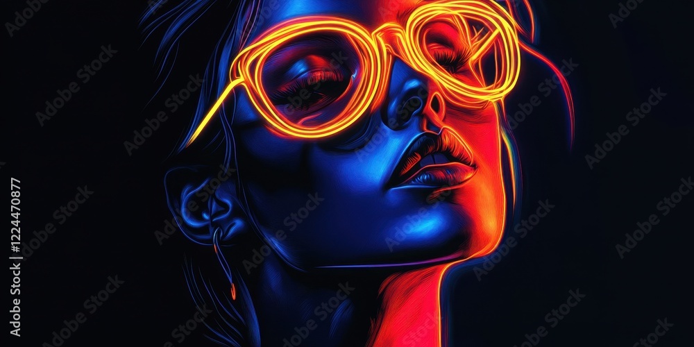 Neon Woman Portrait Artistic Digital Art Neon Woman Portrait Artistic Digital Art
