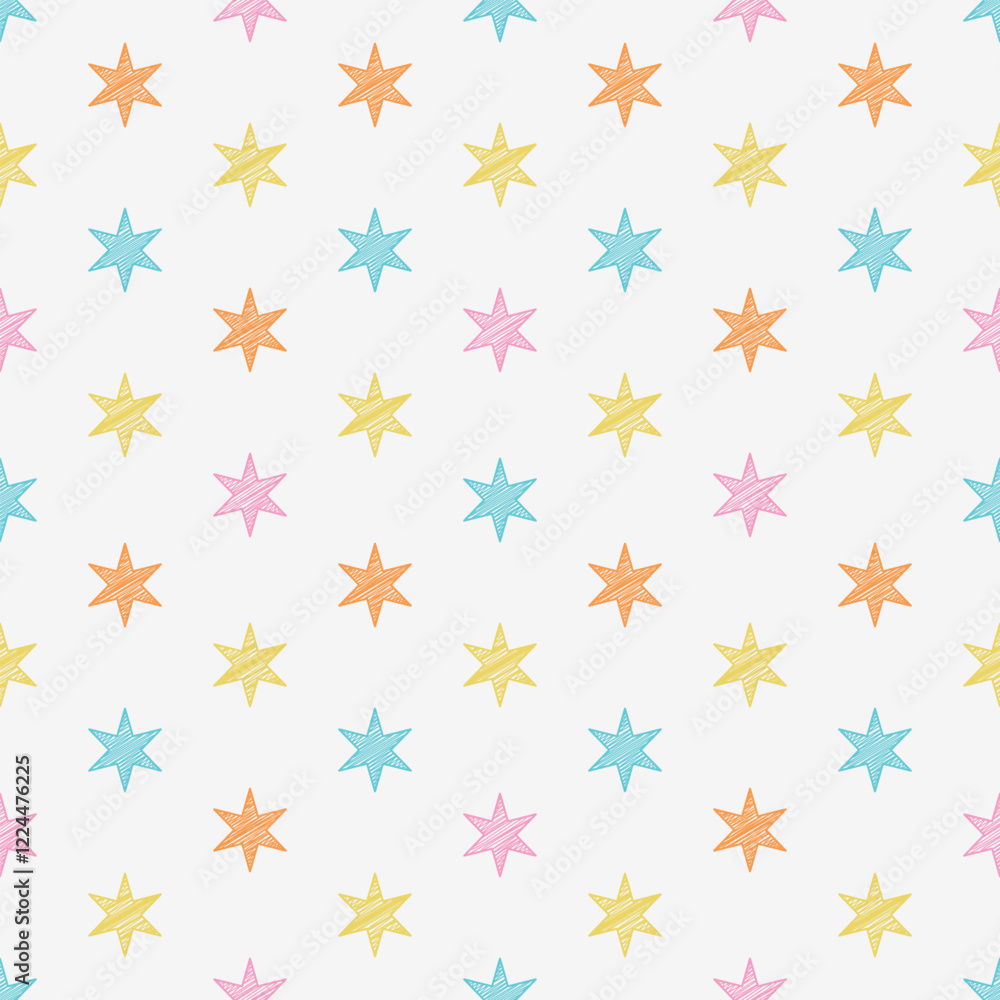 Seamless sketchy star pattern. Can be used on wrapping paper, fabric and more Seamless sketchy star pattern. Can be used on wrapping paper, fabric and more