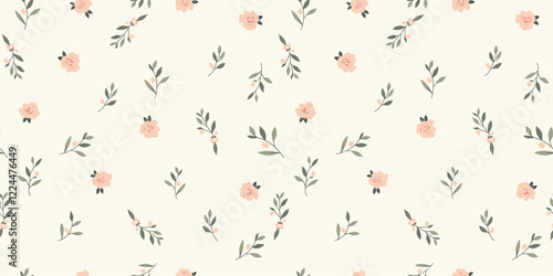 The Cute Small Flowers Scattered Vintage Seamless Pattern