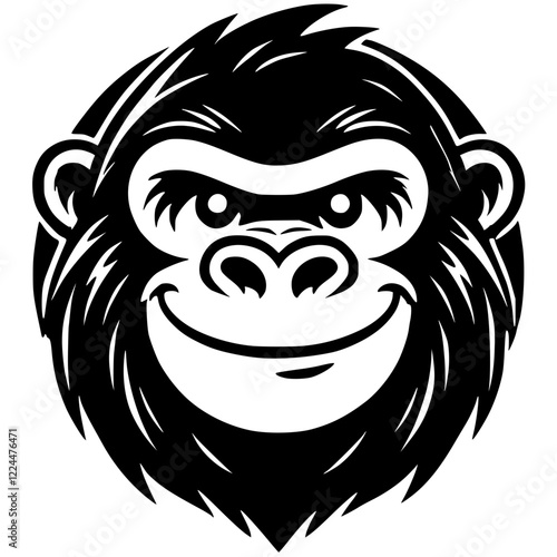 Silhouette portrait of a cheerful gorilla