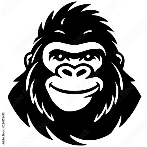 Silhouette portrait of a cheerful gorilla