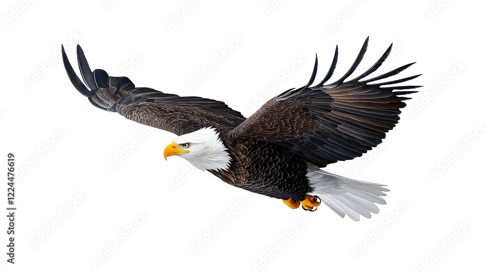 Fototapeta premium [Transparent Background PNG]Majestic Bald Eagle Soaring Through the Clouds